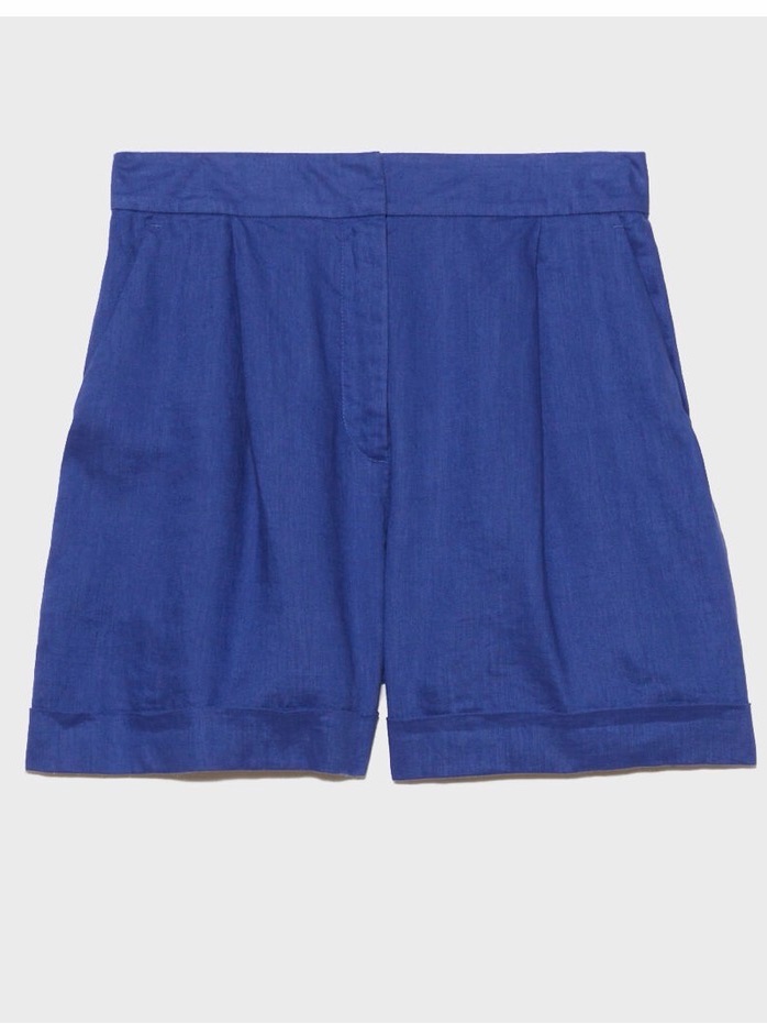 Comptoir Des Cotonniers Royal Blue 100% Linen High-Waist Shorts
